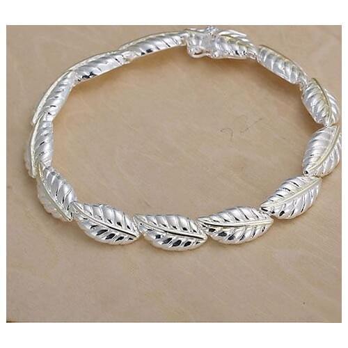Free shipping 925 sterling silver jewelry bracelet fine fashion golden feather top quality wholesale and retail SMTH058
