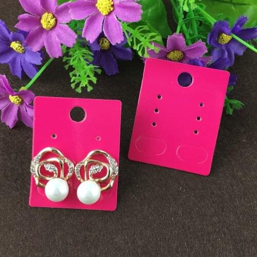50pcs/lot White/Rose red Color Paper Earring Cards 5x4cm small jewelry accessory displays card small earring packing card