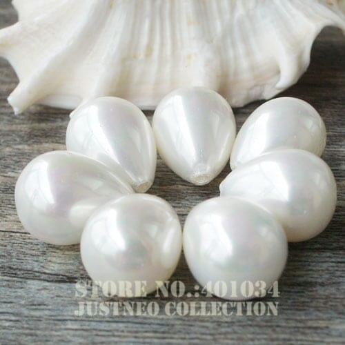 Mother-of-pearl Shell Beads Drop-shaped White Half-drilled Pendant Bead