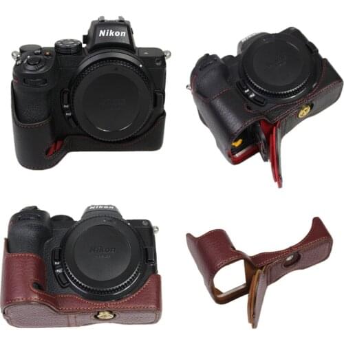 Camera Bag Genuine Leather Half Body Set Cover For Nikon Z5 Z6 Z7 Bottom Case With Battery Opening