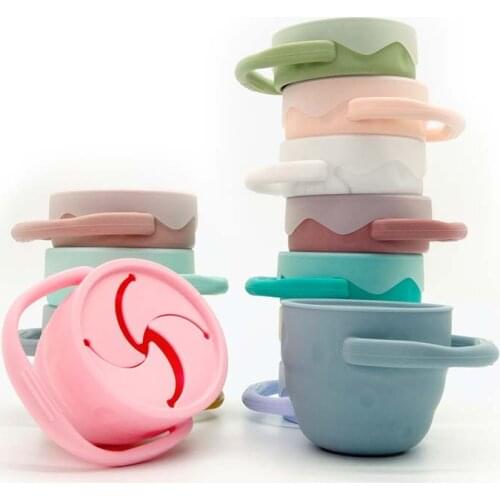 Baby Silicone Snack Cup Spill-proof Toddle Portable Food Storage Box Portable Snacks Container BPA Free Silicone Soft Lid