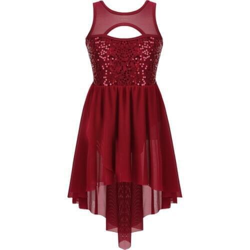 Kids Girls Ballet Dress Lyrical Contemporary Dance Costumes Sequins Criss Cross Back Ballerina Dancewear Gymnastics Leotards