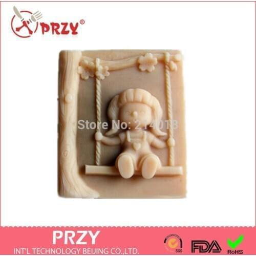 DIY 3D Swing Girl Silicone Mold Resin Flexible Candle Mold Handmade Soap Mold Chocolate Candy Moulds Form of Cake PRZY No.fz018