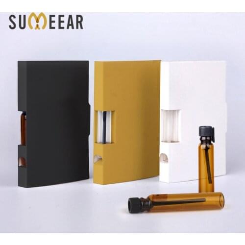 100Pcs/Lot 1ml 2ml Perfume Bottle Paper card packaging Refillable Perfume Bottle Dropper Bottle Brown Scented Test Tube Bottle