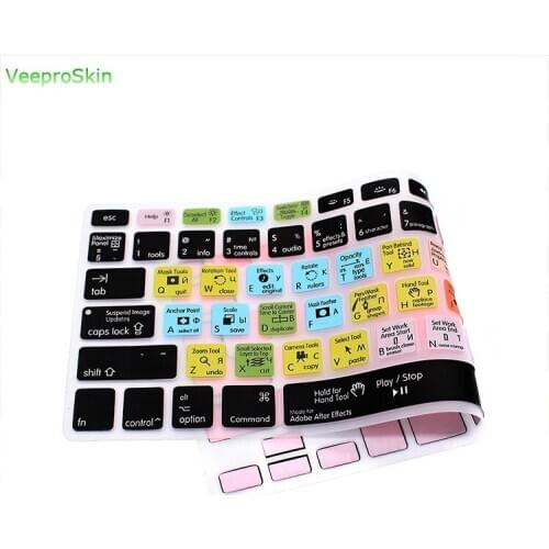 Russian Shortcuts Waterproof After Effects Functional Keyboard Covers Silicone Skins For MacBook Air Pro Retina 13"15"EU/US