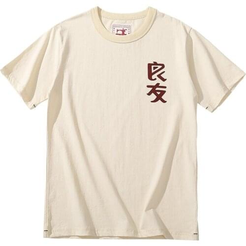 Fashion Cool Printing Summer Loose Men/Women Tee Casual Short Sleeves Good Friends Printed Chinese Beige Shirt Male