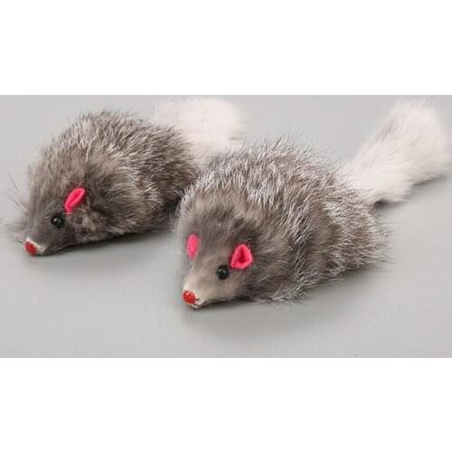 1Pcs 18cm Cat Pet Toys Cute Bite Resistant Real Fur Cat Long-haired Tail Feathers Mice Mouse Rabbit Portable Cat Dog Toys