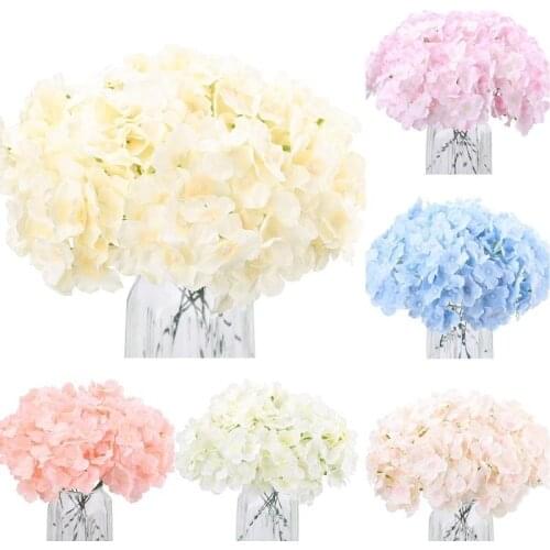 10pcs Artificial Hydrangea Flower Head with Pole DIY Wedding Arch Background Wall Decorative Flowers Home Garden Decoration