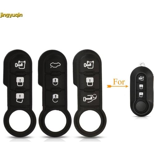 Jingyuqin 30pcs Flip Remote Car Key White Button Pad For FIAT 500 500L Punto Bravo Panda Freemont 3 Buttons Rubber Replacement