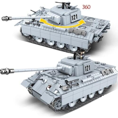 Military Series WW2 Panther Tank 121 Building Blocks Military Tiger Tank Soldier Weapon Army Bricks Boys Toys For Children Gift