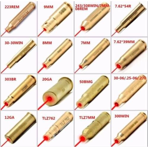 Red Laser Cartridge Boresight CAL 7MM/8MM/9MM/223/308/270/7.62×54/7.62×39/30-30/12GA/20GA Bore Sighter Collimator Scope Shooting