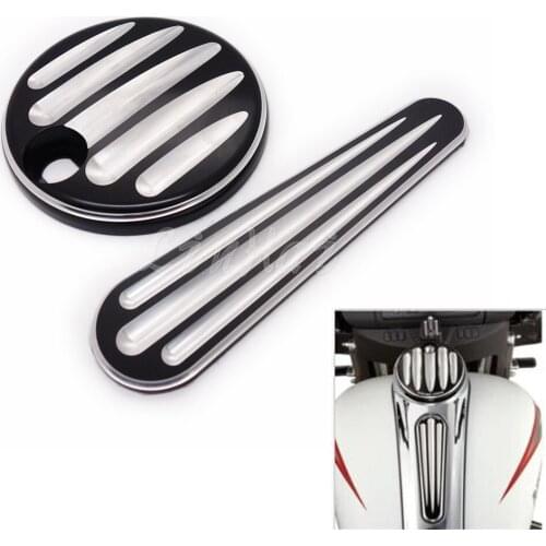 Motorcycle CNC Edge Cut Fuel Tank Door Dash Track Insert For Harley Touring 2008-2013