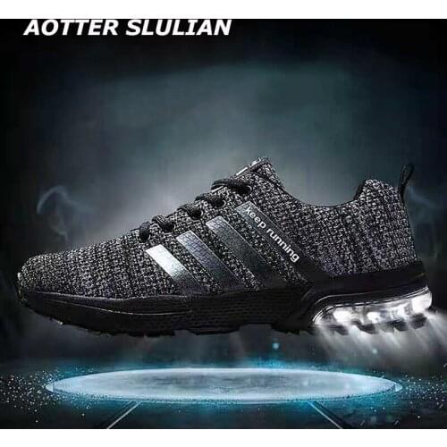Couple Air Cushion Running Shoes Breathable Outdoor Male Summer Sports Shoes Lightweight Sneakers Women Flat Athletic Footwear