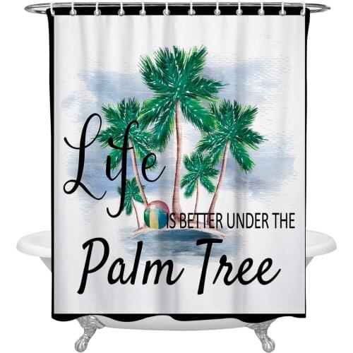 Summer Tropical Palm Tree Waterproof Polyester Shower Curtain Bathroom Supplies Decor Curtain Fabric Shower Curtain
