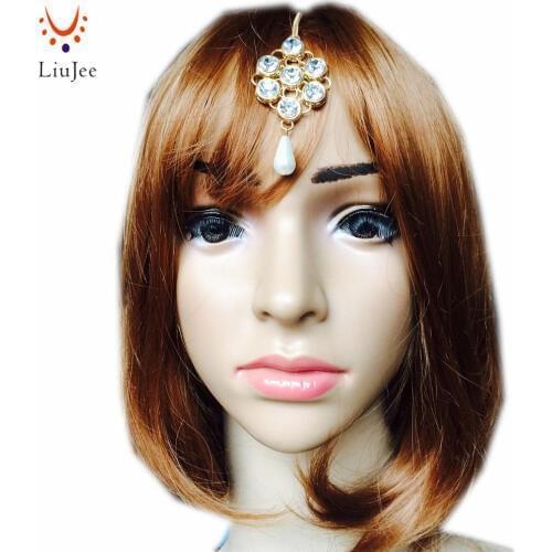 Small HeadPiece Hair Tikka Chain Indian Head Side Piece Hijab Kundan Bindi KD015