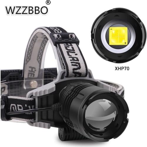 XHP70 Strong Headlight Zoom Digital Display Strong Headlight USB Rechargeable Outdoor Fishing Headlight