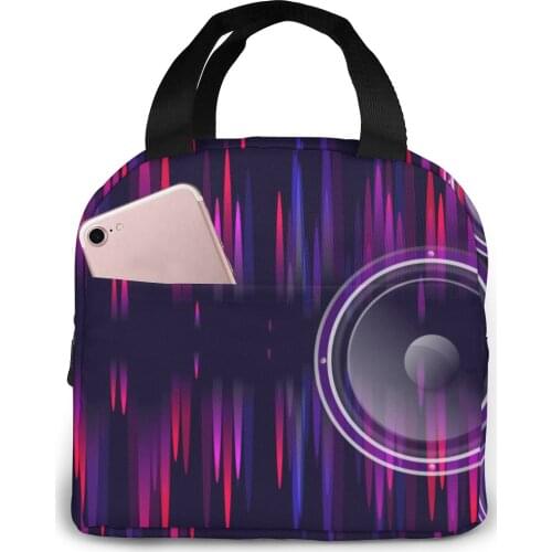 Music Speakers Neon Style Cooler Lunch Box Portable Insulated Lunch Bag Thermal Food Picnic Lunch Bags