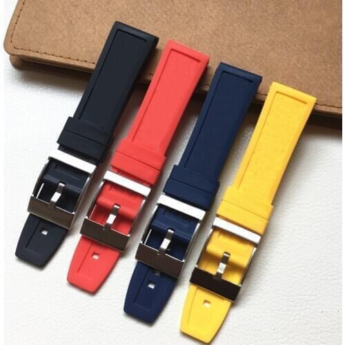 22mm 24mm Black Blue Red Yellow Soft Nature Rubber Watch band Watchband For Breitling strap Navitimer Avenger Bracelet Belt