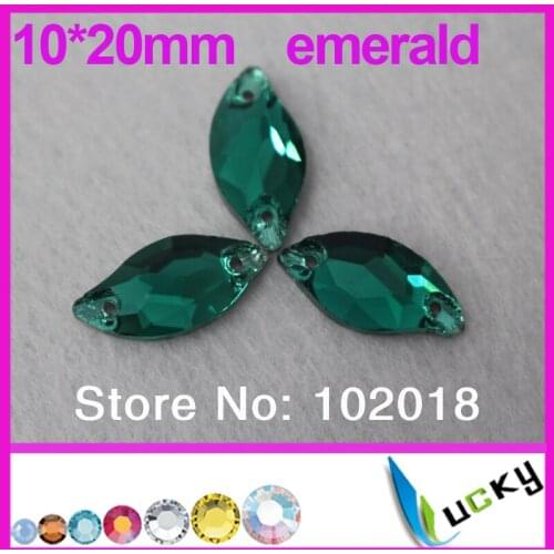 2016 New!Freeshipping 112pcs 10*20mm sew on rhinestones number 3073# Emerald strass crystal beads Mermaid for wedding dress