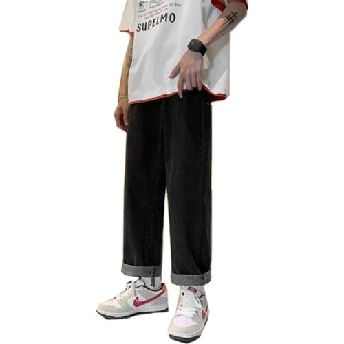 2021 New Mens Jeans Men Wide Leg Korean Style Denim Pants Japanese Streetwear Fashion Baggy Jeans For Men
