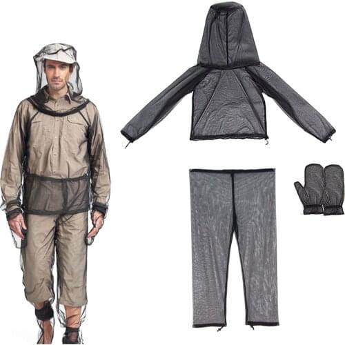 Mesh Hooded Mosquito-proof Suit Outdoor Fishing Adventure Insect-proof Clothing Set Camping Hiking Anti-mosquito Bite Clothes