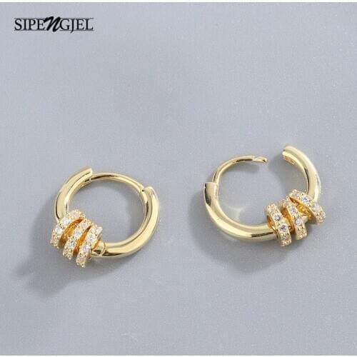 SIPENGJEL Fashion Round Circle Small Hoop Earrings Mini Tiny Drop Dangle Earrings For Women Jewelry Gift 2021