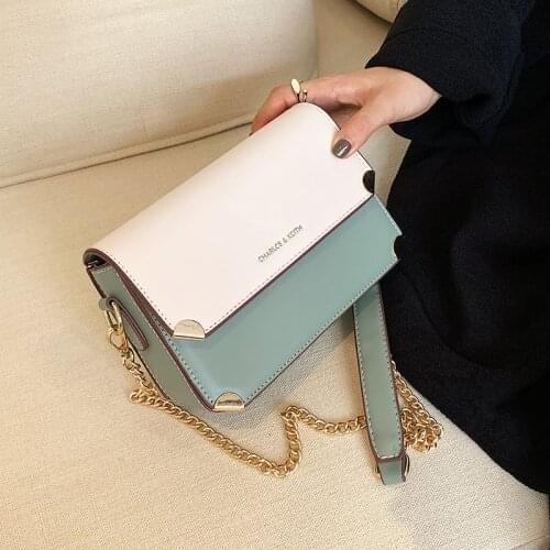 Bags 2021 New Net Red Fashion Ladies Luxury High-quality Casual Simple Contrast Color Chain Shoulder Messenger Small Square Bag