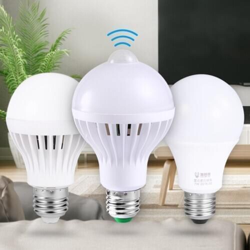 Led Lamp PIR Motion Sensor Smart Bulb 3W 5W 7W 9W E27 Led Bulb 220V Radar Sound Voice Sensor Smart Light Bulbs Led Luminaire