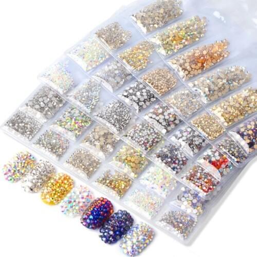 Swarovsky 6Grids Mixed Color SS3-SS6 Colorful Crystal Nail Art Rhinestones Acrylic Nail Stones Flatback Glass Nail art Decora