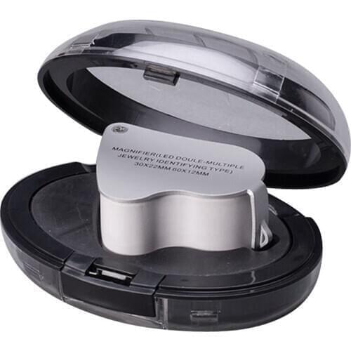 60X 30X Glass Magnifying Magnifier Loop Jewelry Loupe with LED Light Hot