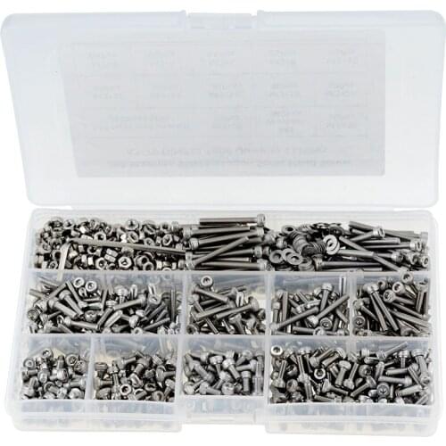 1110Pcs/Box M3 Cylindrical Head Hexagon Socket Screw With Flat Washer Nut 304 Stainless Steel Assortment Kit
