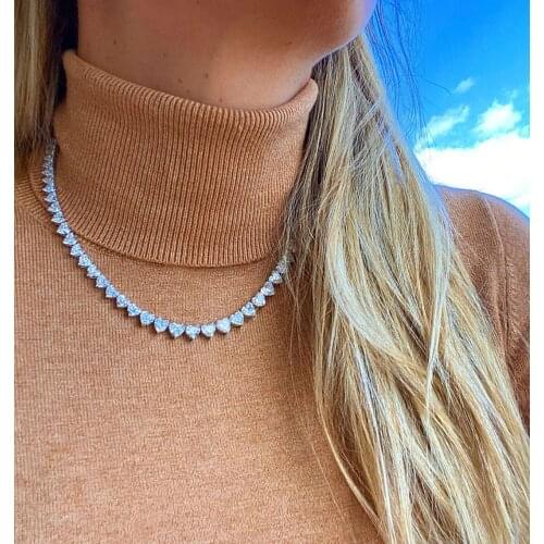 High quality Chic Fashion Jewelry 5A 6mm Heart Necklace Tennis Chain Chocker for Women girlfriend wedding Gift