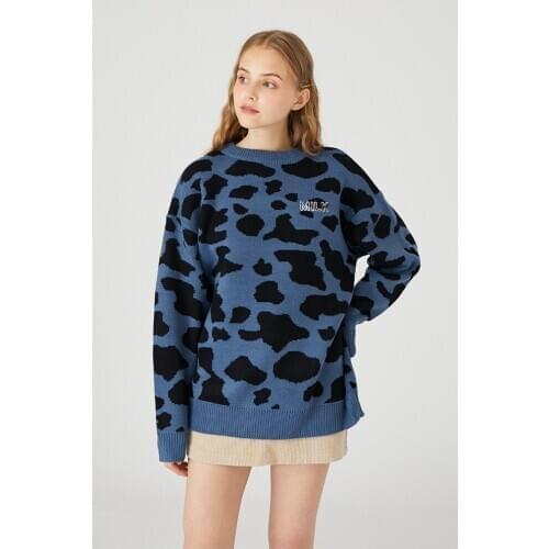 YUPINCIAGA 2020 New Women Man Harajuku Spotted Long Sleeve Embroidery Pullover Knitted Sweater Couple Loose Warm Jumper Couple