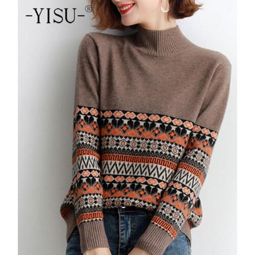 YISU 2020 Women Winter Sweater Half turtleneck Winter tops Long sleeve Warm Casual Jumper Fashion Thin section Knitted pullover