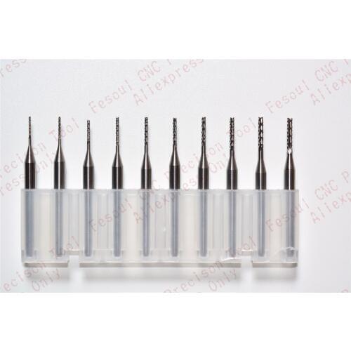 0.6mm-1.5mm,10pcs,Freeshipping PCB Corn Milling Cutter,Solid carbide CNC 3.175mm Drill Bit,wood tool,plastic,MDF