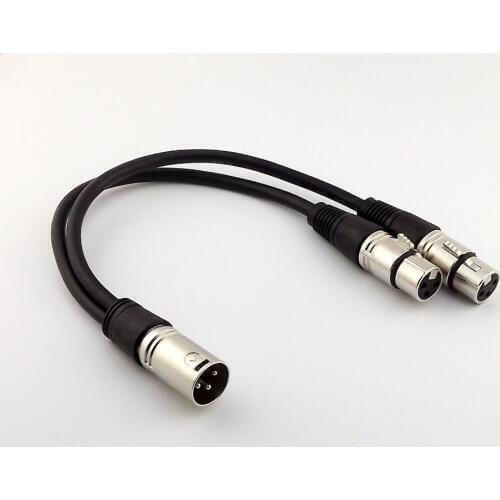 1pc 1FT/30CM 3Pin XLR Male Plug to Dual XLR Female Y Splitter Audio Microphone Adapter Connector Cable