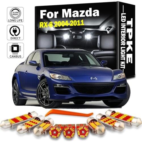 TPKE 10Pcs White Auto LED Light Bulbs Interior Kit For 2004-2008 2009 2010 2011 Mazda RX-8 RX8 Map Dome Trunk License Plate Lamp