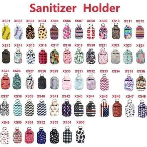 10PCS Neoprene Hand keyring 30ML Sanitizer Bottle Holder Keychain Bags Key Rings Hand soap Bottle Holder 10*6cm