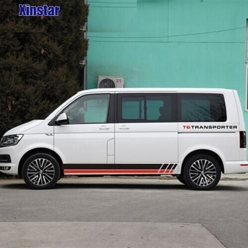 2pcs Side Stripes For VW Volkswagen Transporter T5 T6 Door Side Skirt Stickers Camper Van Vinyl Decal Accessories