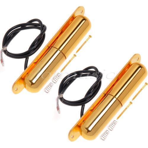 2Pcs Gold Alnico lipstick Tube Single Coil Pickup For Electric Guitar