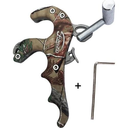 4 Finger Bow Release Aid Stainless Steel Archery Caliper Release For Compound Bow Hunting Shooting