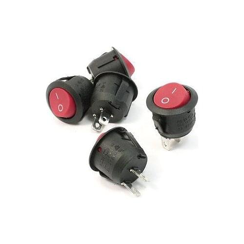 NEW!5 Pcs Red Round Button 2 Pin 2 Position SPST Rocker Switch 6A 250VAC 10A 125VAC