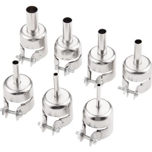 7Pcs 3/4/5/6/7/8/10mm Stainless Steel Hot Air Station Soldering Heat Gun Circular Nozzles for 850 852D 898D Aoyue 906 968 6028