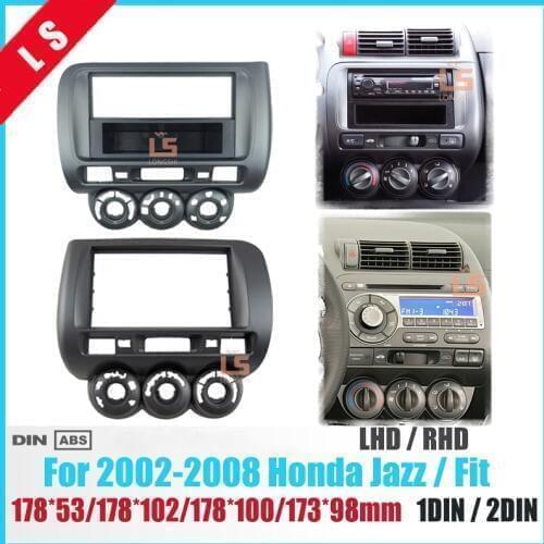 Car Fascia for Honda Jazz One Double Din Radio DVD Stereo CD Panel Mount Installation Trim Kit Frame Bezel , Manual AC LHD/RHD