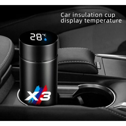 500ML Car Thermos Bottle For BMW X1 X2 X3 X4 X5 X6 X7 Stainless steel vacuum cup temperature display Fashion Coffee travel mug