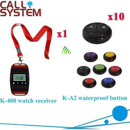 Wireless Call System Vibrating Watch Pagers Call Button Restaurant Bell 433.92MHZ Restaurant Full Set(1 watch+10 call button)