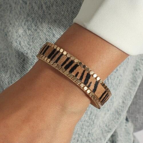 ORNAPEADIA Bohemian Bracelet for Women Fashion Trend Zebra Print Leopard Print Horse Hair Charm Bracelets for Women