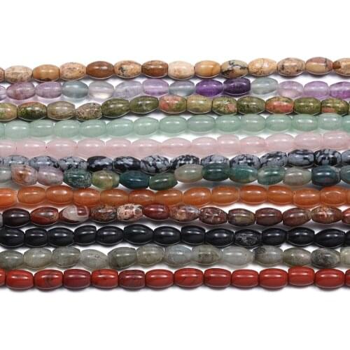 Natural Stone Beads Rice Shape Polished Crystal Agates Turquoise Stone Charms for Jewelry Making Necklace Bracelet Gift