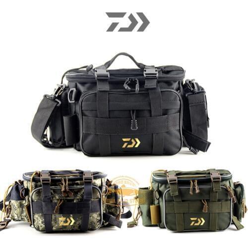 2020 DAWA Fishing Bag Fishing Tackle Bag Multifunctional Waist Pack Fishing Lures Gear Storage Bag Single Shoulder Crossbody Bag