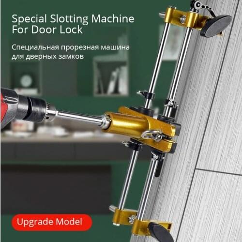 Wooden Door Slotter Door Lock Hole Opener Woodworking Installation Tools Keyhole Punching Fixture With 3 Cutter Head
